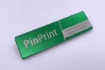 brushed stainless steel name badge engraved metal name tag green